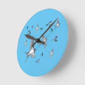 Schleppvögel Runde Wanduhr (Winkel)