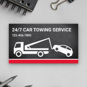 Schleppwagen mit schwarzem Rollkarton Visitenkarte