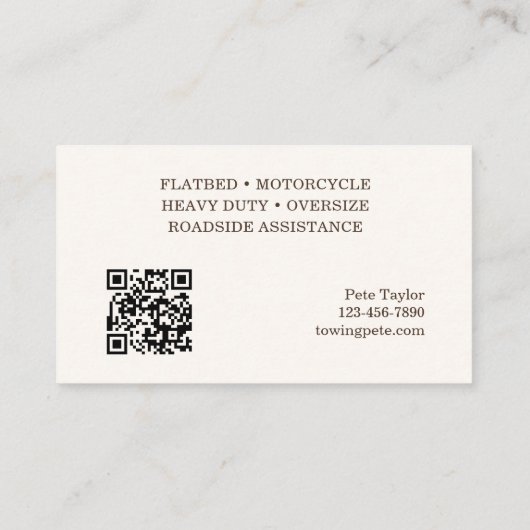 Schleppwagen Visitenkarte (Rückseite)