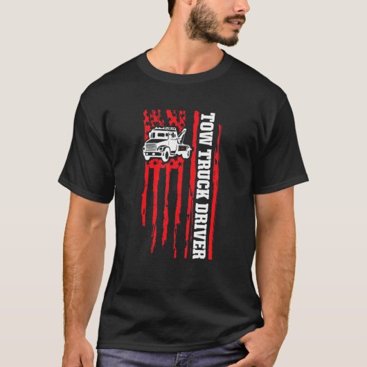 Schleppwagenfahrer US-Flaggenlastwagen 2 T-Shirt (Vorderseite)