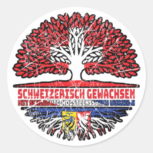Schleswig-Holstein Schweiz Baum Runder Aufkleber (Vorderseite)