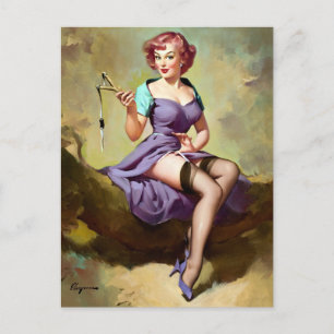 Schleudershot Pin Up Postkarte