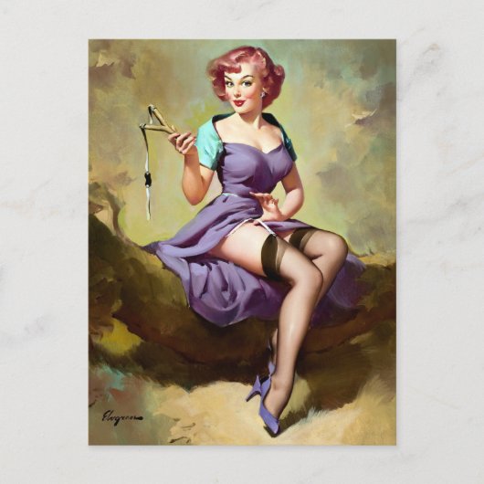 Schleudershot Pin Up Postkarte (Vorderseite)