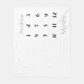 Schlicht 12 Monate Meilenstein Junge grau/schwarz Fleecedecke (Vorderseite)