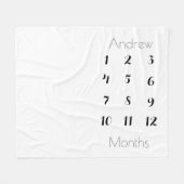 Schlicht 12 Monate Meilenstein Junge grau/schwarz Fleecedecke (Vorderseite (Horizontal))