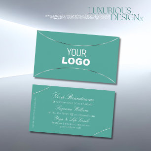 Schlicht Aquamarin mit Silberdekor und Logo-Chic S Visitenkarte