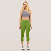 Schlicht Avocado Green Capri Leggings (Vorderseite)