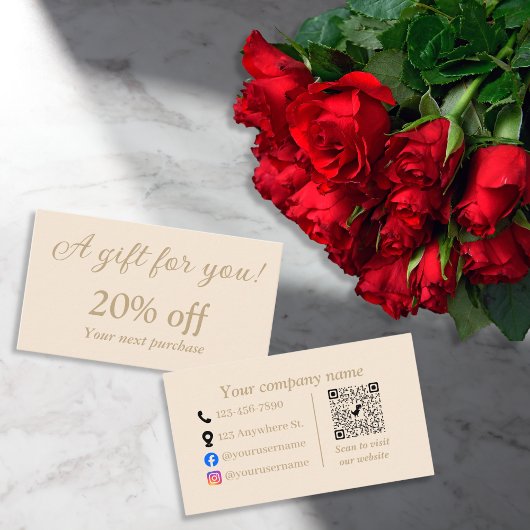 schlicht beige-minimalistisch rabattkarte