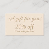 schlicht beige-minimalistisch rabattkarte (Vorderseite)