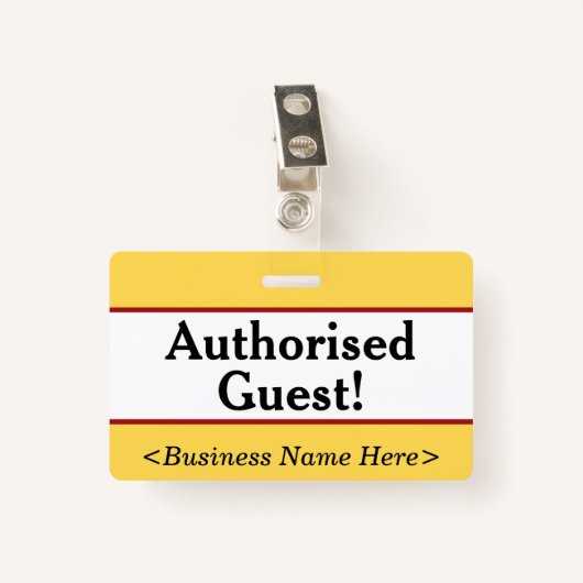 Schlicht "berechtigte Gast!" Abzeichen Ausweis (Vorderseite mit Klammer)