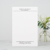 Schlicht Beruflich Schwarz/Weiß Minimalistisch Briefpapier (Stehend Vorderseite)