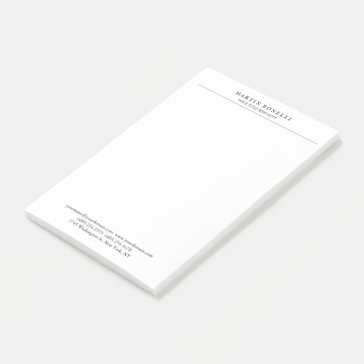 Schlicht Beruflich Schwarz/Weiß Minimalistisch Post-it Klebezettel (angewinkelt)