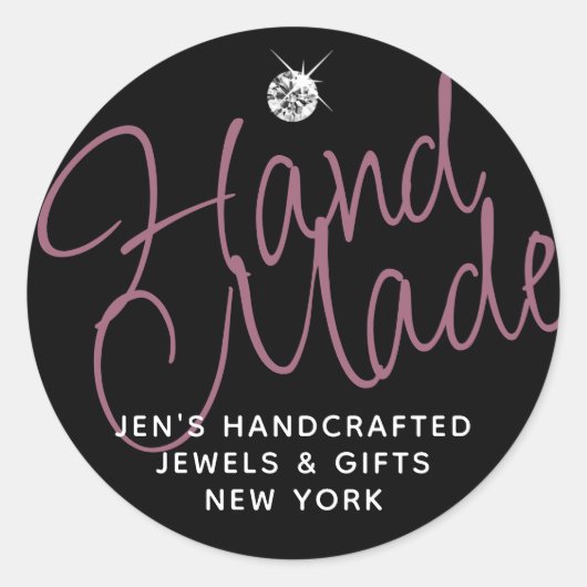 Schlicht Black Luxury Kristall Elegant Handmade Runder Aufkleber (Vorderseite)