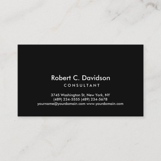 Schlicht Black Modern Consulting Business Card Visitenkarte (Vorderseite)