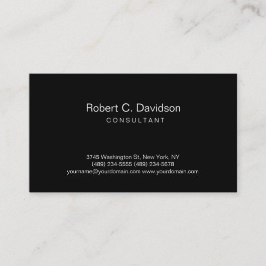 Schlicht Black Modern Consulting Business Card Visitenkarte (Vorderseite)
