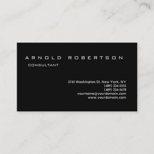 Schlicht Black Stylish Beruflich Business Card Visitenkarte (Vorderseite)