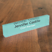 Schlicht Blau Schwarz-weiß Minimalistisch Namensplakette (Seite)