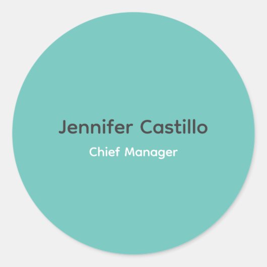 Schlicht Blau Schwarz-weiß Minimalistisch Runder Aufkleber (Vorderseite)