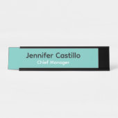 Schlicht Blau Schwarz-weiß Minimalistisch Schreibtischnamensplakette (Vorderseite )