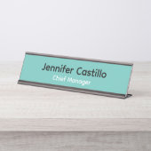 Schlicht Blau Schwarz-weiß Minimalistisch Schreibtischnamensplakette (Vorderseite )