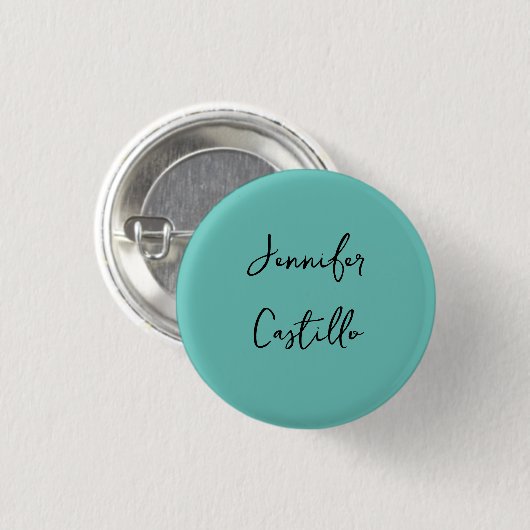 Schlicht Blue Black Minimalistisch Modern Calligra Button (Vorne & Hinten)