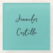 Schlicht Blue Black Minimalistisch Modern Calligra Glasuntersetzer (Vorderseite)