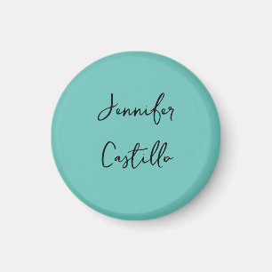 Schlicht Blue Black Minimalistisch Modern Calligra Magnet