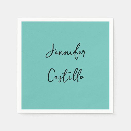 Schlicht Blue Black Minimalistisch Modern Calligra Serviette (Vorderseite)