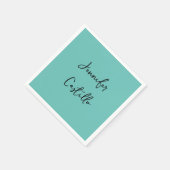 Schlicht Blue Black Minimalistisch Modern Calligra Serviette (Ecke)