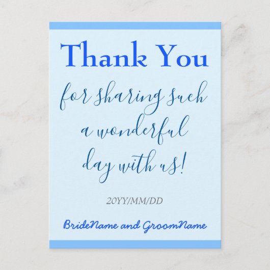 Schlicht, Blue "Danke" Postkarte (Vorderseite)