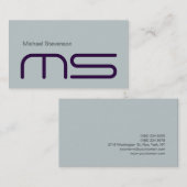 Schlicht Blue Modern Monogram Business Card Visitenkarte (Vorne/Hinten)