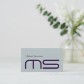 Schlicht Blue Modern Monogram Business Card Visitenkarte (Stehend Vorderseite)
