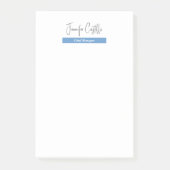 Schlicht Blue Schwarz-weiße Minimalistische Kallig Post-it Klebezettel (Vorderseite)