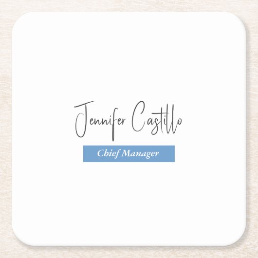 Schlicht Blue Schwarz-weiße Minimalistische Kallig Rechteckiger Pappuntersetzer (Vorderseite)