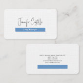 Schlicht Blue Schwarz-weiße Minimalistische Kallig Visitenkarte (Vorne/Hinten)