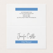 Schlicht Blue Schwarz-weiße Minimalistische Kallig Visitenkarten (Außenseite Aufgefaltet)