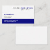 Schlicht Blue & White stilvolle Visitenkarte (Vorne/Hinten)