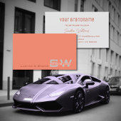 Schlicht Coral Light Gray Modern mit Monogram Simp Visitenkarte