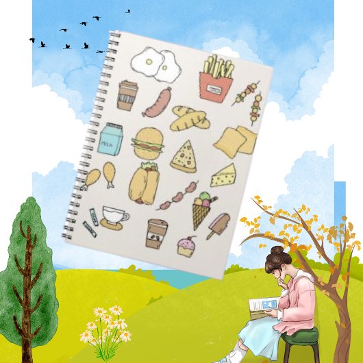 Schlicht Doodle Minimalistisch Food Variation Note Notizblock