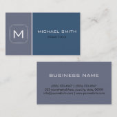 Schlicht Dunkelblau und Grau Elegant Beruflich Visitenkarte (Vorne/Hinten)