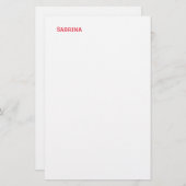 Schlicht Einfach Beruflicher Name Rot Briefpapier (Vorne/Hinten)