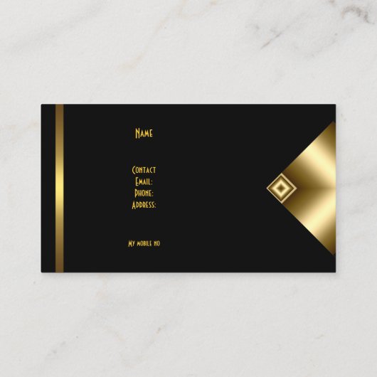 Schlicht Einfach Gold Schwarz Elegante Klasse 4a Visitenkarte (Rückseite)