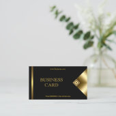 Schlicht Einfach Gold Schwarz Elegante Klasse 4a Visitenkarte (Stehend Vorderseite)