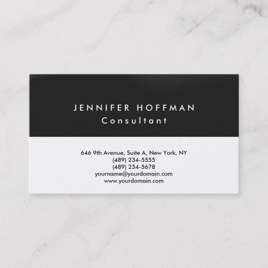 Schlicht Einfach Grau Schwarz-weiß Beruflich Visitenkarte (Vorderseite)