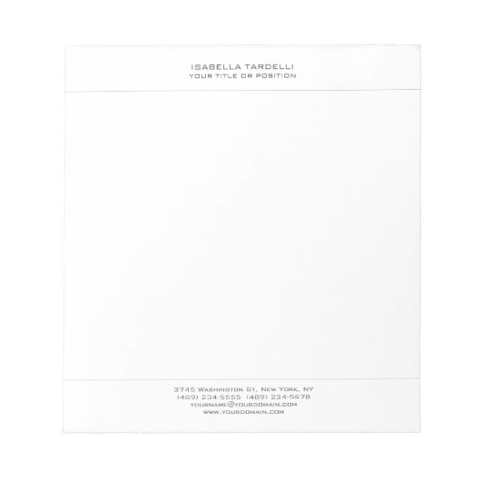 Schlicht Einfach Minimalistisch modern Beruflich Notizblock (Vorderseite)