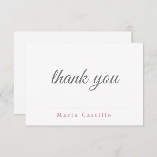 Schlicht Einfach Schwarz-weiß Minimalistisch Dankeskarte (Vorne/Hinten)