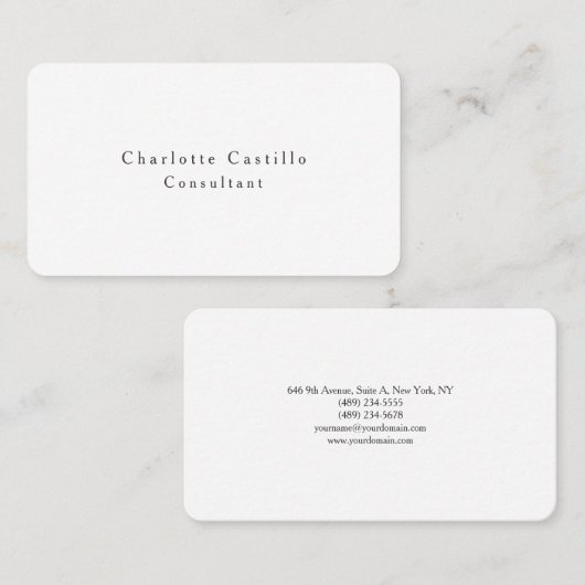 Schlicht Einfach Schwarz-weiß Minimalistisch klass Visitenkarte (Vorne/Hinten)