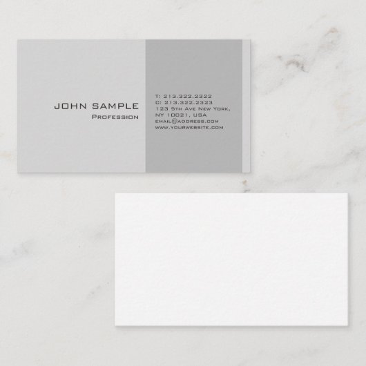 Schlicht Einfache Moderne Beruflich Elegante Grau Visitenkarte (Vorne/Hinten)