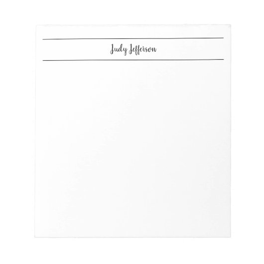 Schlicht Einfache moderne Minimalistische Handschr Notizblock (Vorderseite)