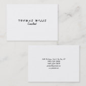 Schlicht Einfache Schwarz-weiße Handschrift Minima Visitenkarte (Vorne/Hinten)